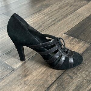 BCBGirls Chic Black Lace-Up Suede & leather Women's Heels